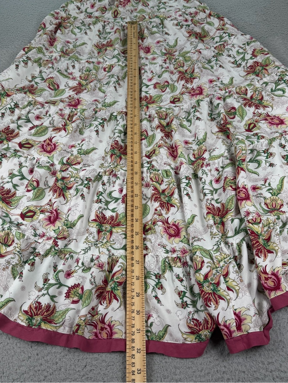 Soft Surroundings Kara Dress Womens Medium White Floral Tiered Maxi Boho Preppy - Picture 10 of 11